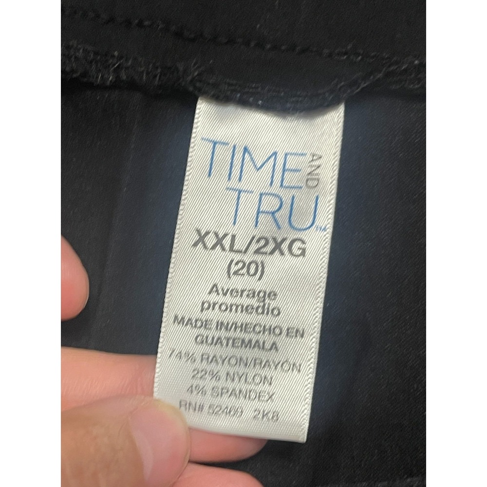 Time and Tru Pants, Women's Plus Size 2XL, Black, Pull On Pants - Picture 5 of 8